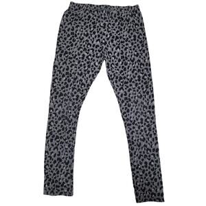 Place Girls Kids Gray/Black Glitter Leopard Print Stretch Legging Pull On Large